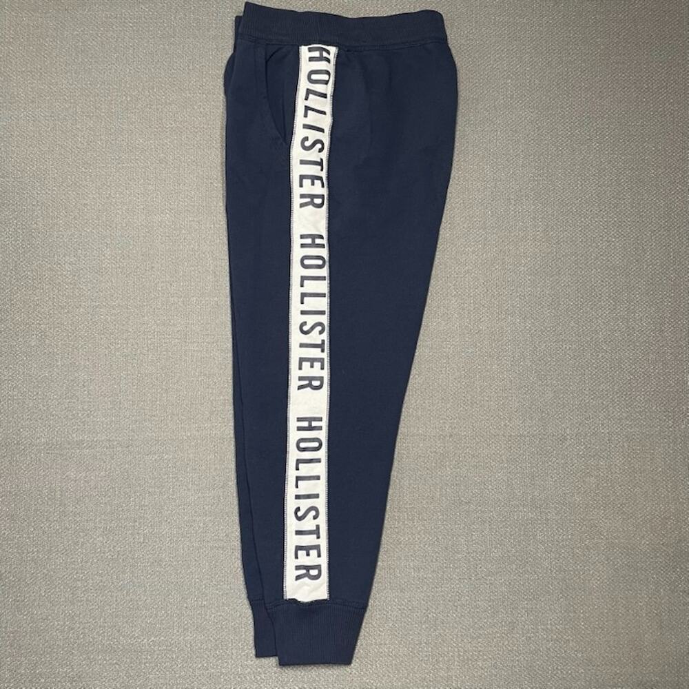 Hollister Mens Tapered Joggers Black Size Medium Spell Out Logo
